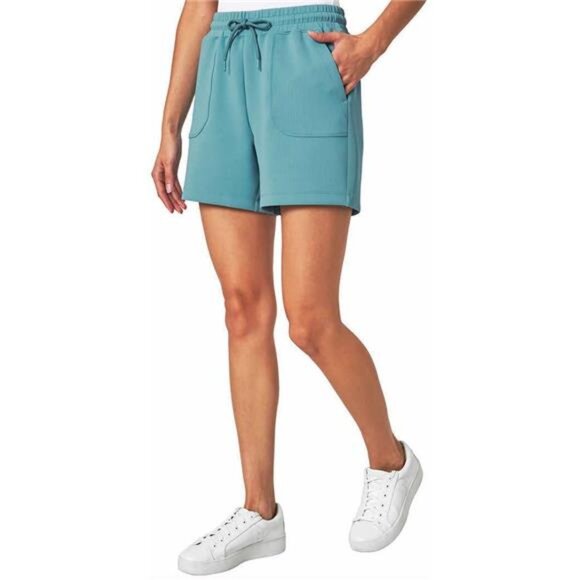 Mondetta Pants - Mondetta Womens Midweight Ribbed Scuba Short (Adriatic Blue, X-Large)